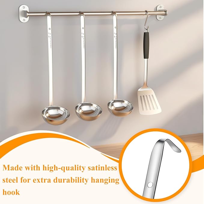 6 Pcs Stainless Steel Ladle Soup Handle Ladle with Long Hooked Handles Metal Kitchen Soup Ladles Spoon Cooking Utensil for Serving, Cooking, Stirring, Portioning Kitchen Restaurant Accessories(6 oz) - Image 4