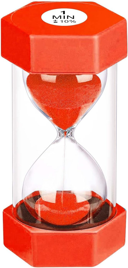 Hourglass Sand Timer 1 Minute, Unbreakable 1m Sand Clock, Plastic SandWatch 1 Min, Reloj De Arena 1 Minutos, Colorful Hour Glass Sandglass for Classroom Games(Red)