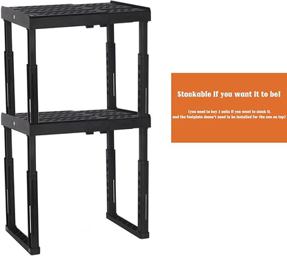 Svartur Locker Shelf for School Locker Adjustable Height and Width, Locker Organizer Shelf Stackable Locker Tools for Gym Lockers, Office, Back to School Essentials, Black