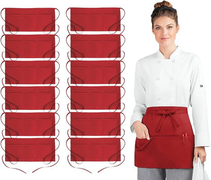 Avalon Kitchen Server Aprons with 3 Pockets, 100% Polyester Waist Apron with Pockets, 24x12 Inche Waitress Apron with Pockets by Avalon+Kitchen