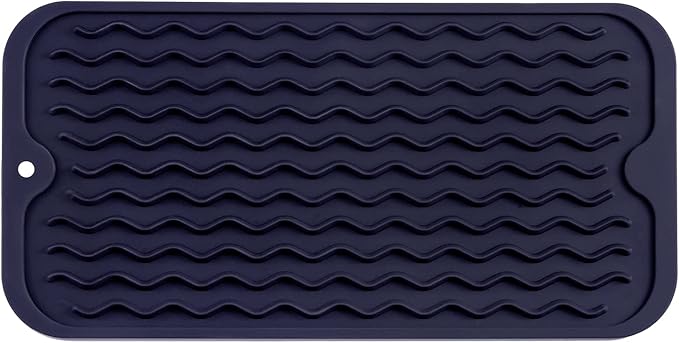 MicoYang Silicone Dish Drying Mat for Multiple Usage,Easy clean,Eco-friendly,Heat-resistant Silicone Mat for Kitchen Counter or Sink,Refrigerator or Drawer Liner Navy Blue S 12 inches x 6 inches by MicoYang