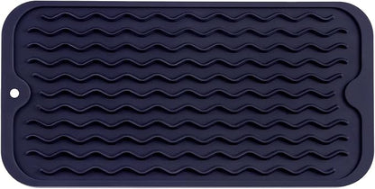 MicoYang Silicone Dish Drying Mat for Multiple Usage,Easy clean,Eco-friendly,Heat-resistant Silicone Mat for Kitchen Counter or Sink,Refrigerator or Drawer Liner Navy Blue S 12 inches x 6 inches by MicoYang