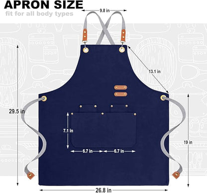 BeLuyi chef apron bib tool apron for man woman cross back straps with 4 pockets for kitchen cooking gardening baking working - Image 2