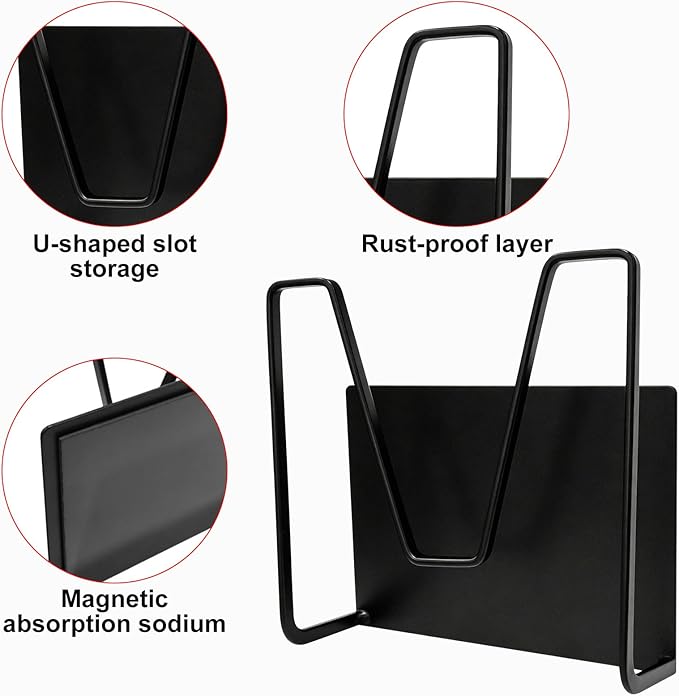 2 Pack Magnetic Pot Lid Holder,Organizer Hanging Saucepan Lid Metal Pot Lid Rack No Drilling, Rustproof, Lid Organizers Inside Cabinet for Small Space Solution & Kitchen Cabinet Organization