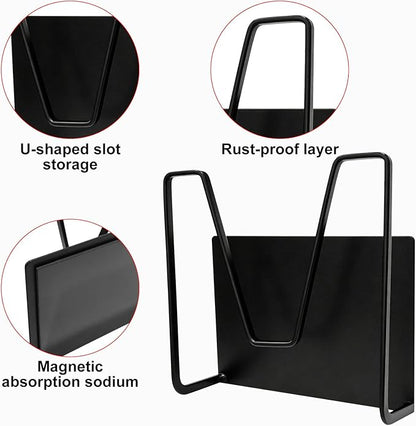 2 Pack Magnetic Pot Lid Holder,Organizer Hanging Saucepan Lid Metal Pot Lid Rack No Drilling, Rustproof, Lid Organizers Inside Cabinet for Small Space Solution & Kitchen Cabinet Organization