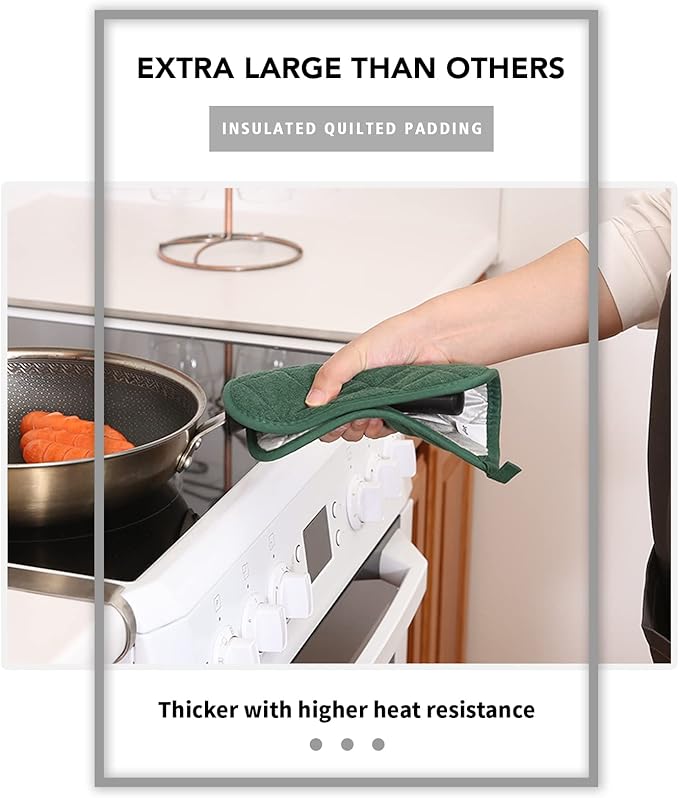 Joyhalo 6 Pack Pot Holders for Kitchen,Cotton Oven Holder with Great Heat Resistance,Non Slip Hot Pads for Kitchen Clearance,Dark Green - Image 4