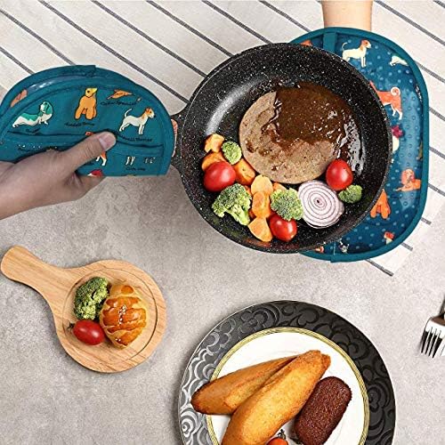Pot Holders Set of 2 with Transparent Clear Silicone Shell and Nice Dog Flower Cotton Lining, Heat Resistant to 500 F Kitchen Oven Gloves Pot Holder for Cooking (Blue Dog, Potholders) - Image 6