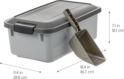 IRIS USA WeatherPro Airtight Pet Food Storage Container, Up to 14 lbs, Dog Cat Bird and Other Pet Food Storage Bin Keep Pests Out Translucent Body BPA Free Stackable, 2 Pack, Gray - Image 2