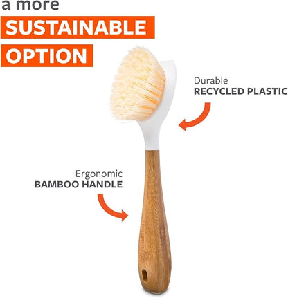 Full Circle Be Good - Bamboo Handle Dish Brush – Sustainable Kitchen Cleaning with Tough Bristles - Natural Dish Scrubber, Nonstick & Cast Iron Cleaner - Long Handle Brush for Dishes, Pots, and Pans - Image 3