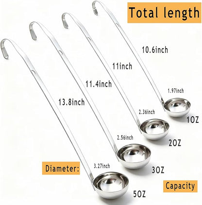 Markeny 4 Pieces Stainless Steel Soup Ladle Metal Handle Ladle with Pouring Rim,1oz/2oz/3oz/5oz Set Ladles for Cooking Soup Sauce - Image 2