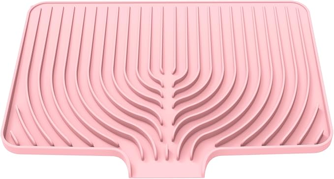 Dish Drying Mat for Kitchen Counter, with Built-in Drain Lip, Food-Grade Silicone, Easy Clean Pad for Countertop Protection, Multi-Functional Use (18x11.8, Pink) - Image 9