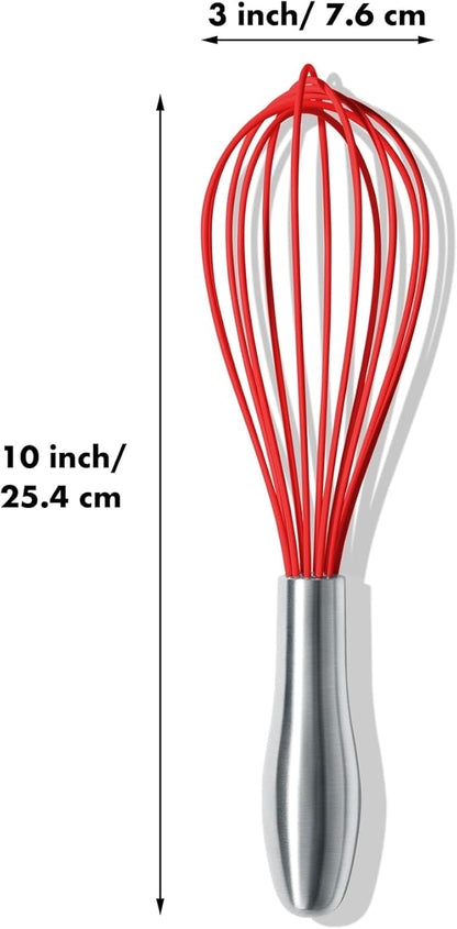 OYV 10-Inch Red Silicone Whisk, Heat Resistant 480°F Kitchen Whisk with Stainless Steel Ergonomic Handle, Non-Scratch for Nonstick Cookware, Dishwasher Safe, Perfect for Blending, Cooking & Beating - Image 7
