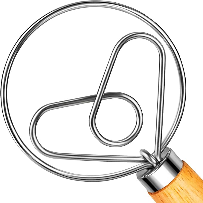 TEEVEA Danish Dough Whisk for Sourdough Bread, Wooden Handle Stainless Steel Mixing Tool - Image 9