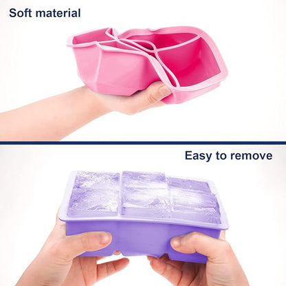 Excnorm Silicone Ice Cube Trays 3 Pack - Large Size Silicone Ice Cube Molds with Leak Proof Removable Lid Square Ice Cube Tray And BPA Free for Cocktail,Whiskey, Stackable Flexible Ice - Image 5