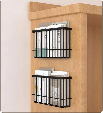 2 Piece Kitchen Cabinet Door Storage Box,Self Adhesive Wall Mounted Storage Boxes,Wardrobe/Bathroom/Refrigerator Small Items Organizer Storage Box (Black)
