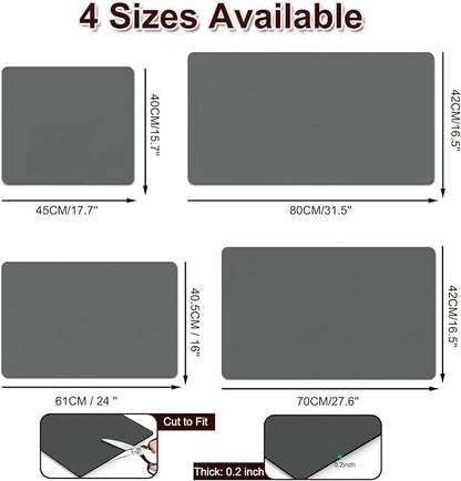 BLESWIN Dish Drying Mat for Kitchen, 16'' x 24'' Coffee Bar Mat for Countertops, Coffee Station Matt with Non-slip Rubber Backed, Absorbent Dish Dying Mat for Kitchen Counter, Gray