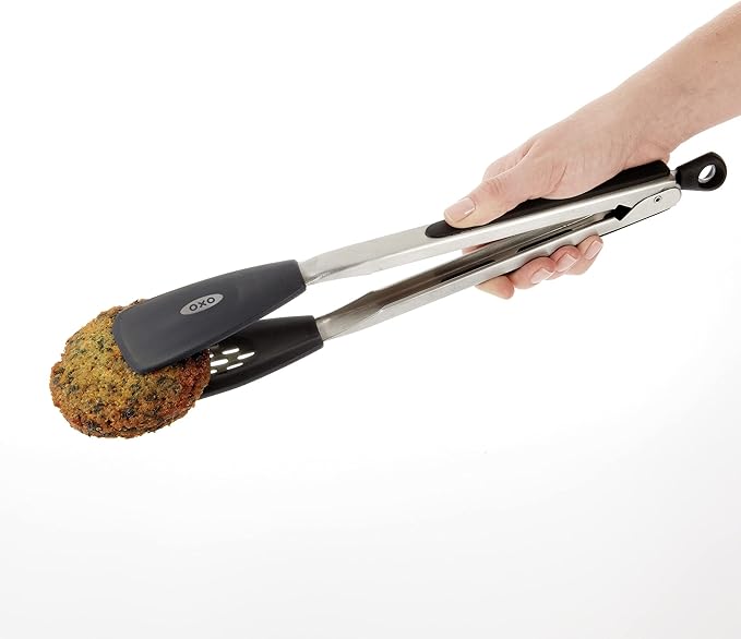 OXO Good Grips Large Silicone Flexible Turner, Stainless Steel & Good Grips Silicone Flexible Tongs Stainless,Black, - Image 4
