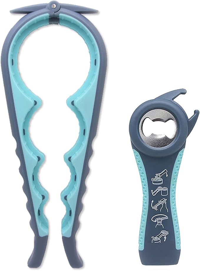 Bottle Opener for Arthritic Hand,Jar Opener for Old People, Children, Women, Those with Weak Hands,Multifunctional Kitchen Gadgets (02-Blue) by GZLT