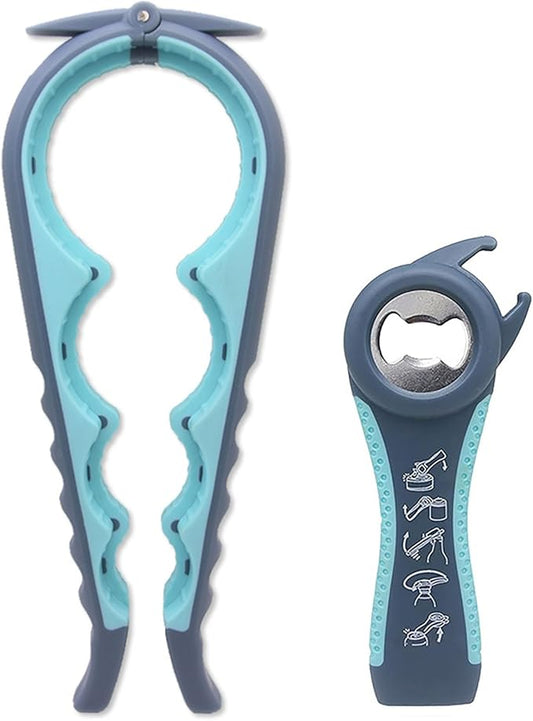 Bottle Opener for Arthritic Hand,Jar Opener for Old People, Children, Women, Those with Weak Hands,Multifunctional Kitchen Gadgets (02-Blue) by GZLT
