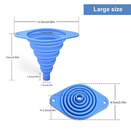 Kitchen Funnel Set of 3,Small and Large,Funnels for Kitchen Use Filling Bottle,Folding Silicone Funnel Used for Transferring Liquids in The Kitchen - Image 3