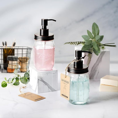 Amolliar Mason Jar Liquid Soap Dispenser Lid, Rust Proof Stainless Steel, Cute Farmhouse Decor for Kitchen, Bathroom, Bath, Refill Liquid Soap Pump for Hand Soap, Dish Soap, Lotion Soap, ORB 1 Pack