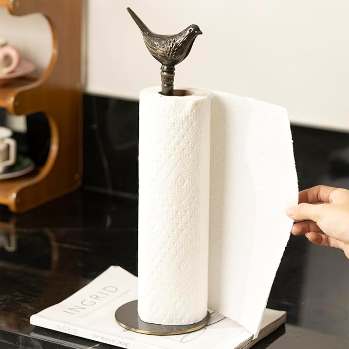 1 Luxurious Brass Paper Towel Holder countertop (Black) - Image 3