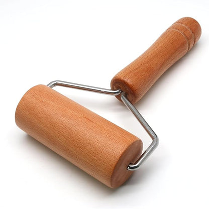Wooden Rolling Pin, Ergonomic Non-Stick Pizza Baker Dough Pastry Roller for Kitchen Home Cooking Baking (T Round Type)