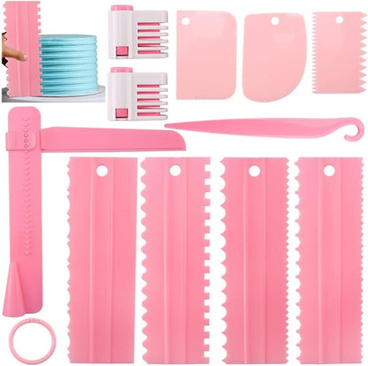 11 Pcs Cake Scraper Set Cake Edge Scraper Cutters with Adjustable Butter Smoothing Cream Scraper Tool Cake Decorating Comb Icing Smoother for Cake Cream Baking Decorating