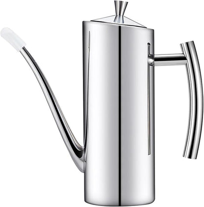 KSENDALO Stainless Steel Olive Oil Dispenser - 24oz/700mL Leakproof Oil Bottle, Premium One-Piece Design with Long Narrow Spout, Vertical Handle Kitchen Cruet for Precision Pouring by KSENDALO
