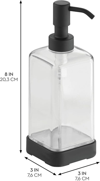 iDesign Soap Dispenser for Bathroom or Vanity - Holds Hand Soap or Lotion - Clear/Matte Black - Image 2