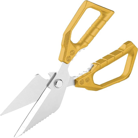 Meat Scissors Heavy Duty Sharp Shears Kitchen Scissors all Purpose, Stainless Steel Kitchen Shears, Kitchens Accessories Cooking Shear for Meat Chicken Fish Poultry Herb Bread(Gold)
