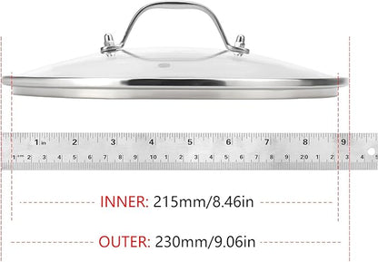 Antrader Glass Lid,9" Tempered Glass Covers for Universal Pot and Pan Lid,1Set,Clear