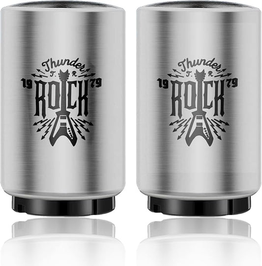 2PCS Automatic Beer Bottle Opener with Magnetic Cap Catcher, Stainless Steel One Handed Lid Opening Spring Loaded Push&Pop for Kitchen Home Bar Restaurant Household Utensils Beer Accessories Gift