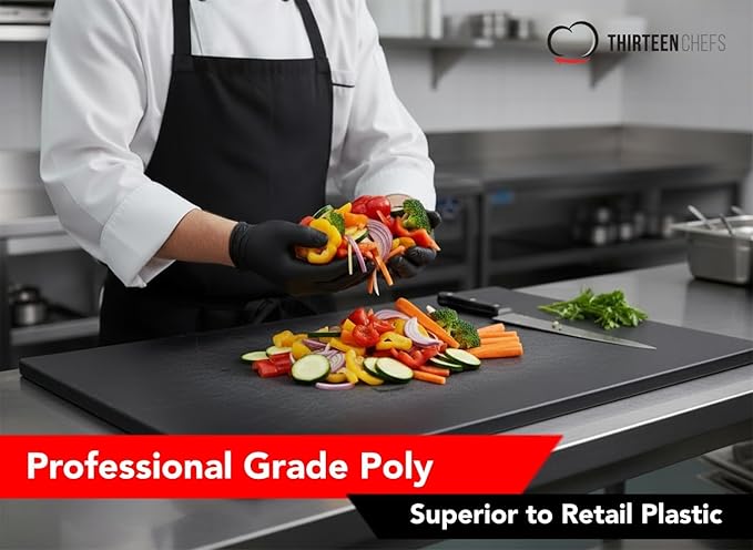 Thirteen Chefs 30x18 Extra Large Cutting Board for Fish, Meat, BBQ - 1/2 Inch Thick Black Plastic, Commercial Grade HDPP Poly with NSF Stamp, 10 pounds - Image 7