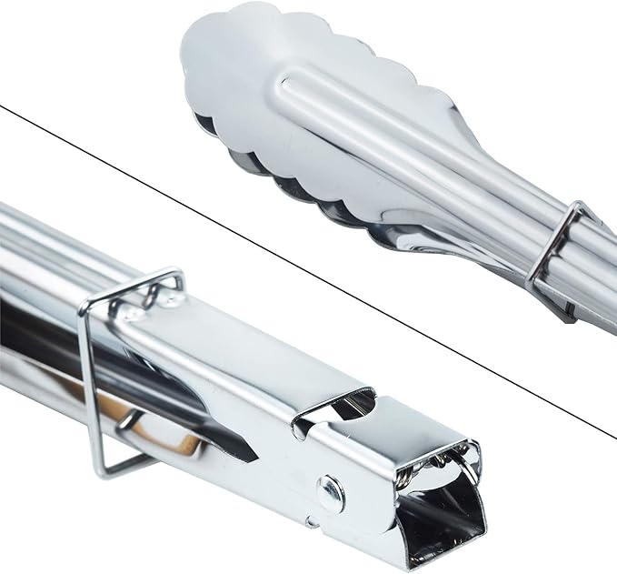 HINMAY Stainless Steel Utility Food Tongs Set Kitchen Metal Tongs for Cooking Grilling Barbecue BBQ and Serving Salad (9 12 Inch 4 Pieces) - Image 4