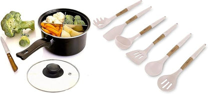 Silicone Cooking Utensils Set 6 Piece – Heat Resistant up to 480°F, BPA Free & Non-Scratch Kitchen Tools with Natural Wood Handles, White - Image 8
