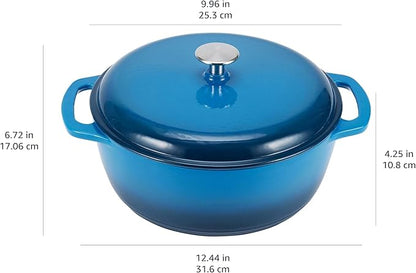 Amazon Basics Enameled Cast Iron Dutch Oven Pot with Lid, Dual Handles, Heavy-Duty, Oven Safe, Round, 4.3-Quart, Blue - Image 4