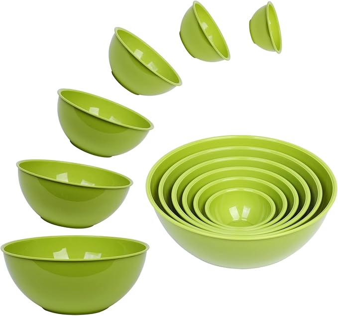 BoxedHome BPA Free Plastic Round Mixing Bowl with Lids, 12 Pack Nesting Bowls with Lids Set, Microwave and Dishwasher Safe Prep & Serving Bowls Great for Mixing, Baking, Serving (Light Green, 12pcs) - Image 6