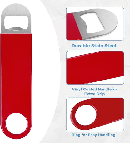 KTOJOY 3 Pack Bottle Openers,Beer Bottle Openers, Speed Openers, Stainless Steel Flat Bottle Opener with Exquisite Packaging, for Kitchen, Bar or Restaurant 7 inches Red, Black, Blue - Image 3