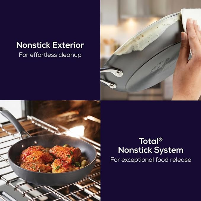 Circulon Radiance Deep Hard Anodized Nonstick Frying Pan /Skillet with Lid - 12 Inch, Gray - Image 4