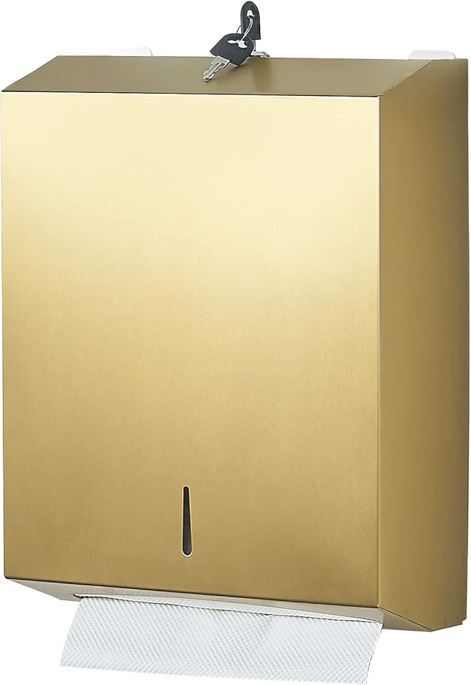 Paper Towel Dispenser Wall Mount Commercial c-fold/Multi-fold/Tri-fold, Touchless Hand Towel Dispenser with Lock(Gold) by Gorlary
