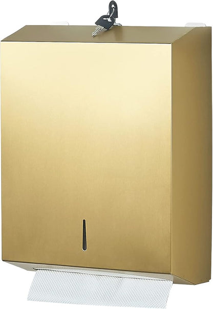 Paper Towel Dispenser Wall Mount Commercial c-fold/Multi-fold/Tri-fold, Touchless Hand Towel Dispenser with Lock(Gold) by Gorlary