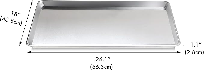 New Star Foodservice Commercial-Grade 18-Gauge Aluminum Sheet Pan/Bun Pan (18 L x26 W x1 H (Full Size) XL Size Measure Oven) - Image 2