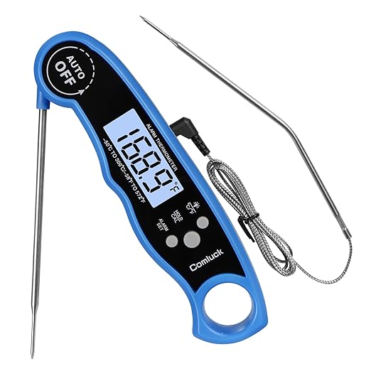 Digital Meat Thermometer for Cooking - Comluck CA002 Instant Read Meat Thermometer for Grilling and Smoking 2-in-1 Dual Probe Oven Safe Food Thermometer with Alarm for Grill BBQ Steak Turkey by Unknown