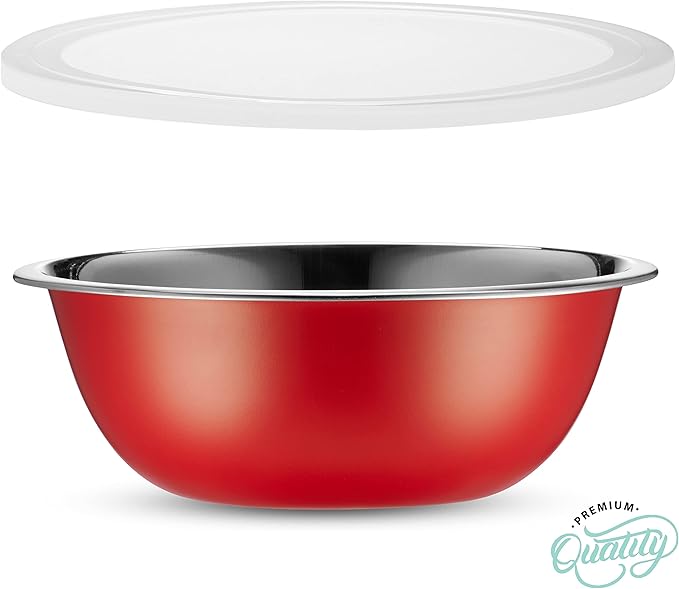 WHYSKO Stainless Steel Mixing Bowl Set, 10 Piece Stainless Steel Mixing Bowls with Lids Set for Food Prep Storage and Serving, Dishwasher Safe for Kitchen Baking Cooking, Red - Image 7