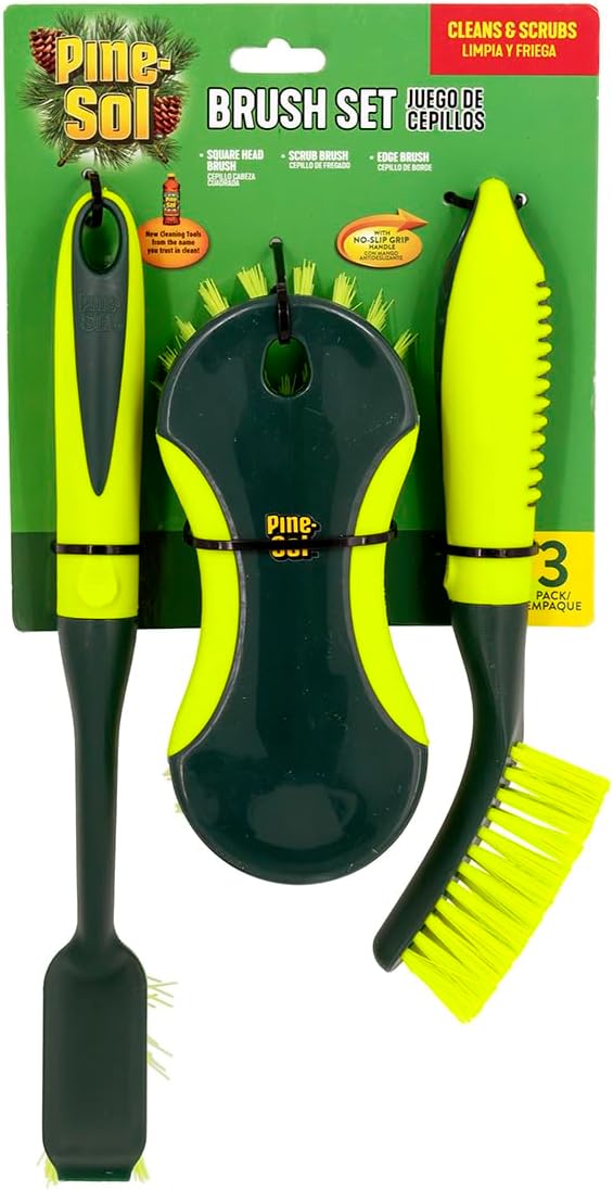 Pine-Sol Scrub Brush Set - Long Handle Cleaning Brushes with Heavy Duty Bristles and Comfort Grip - Scrubbers for Kitchen, Household, and Dishwashing, 3 Pieces - Image 8
