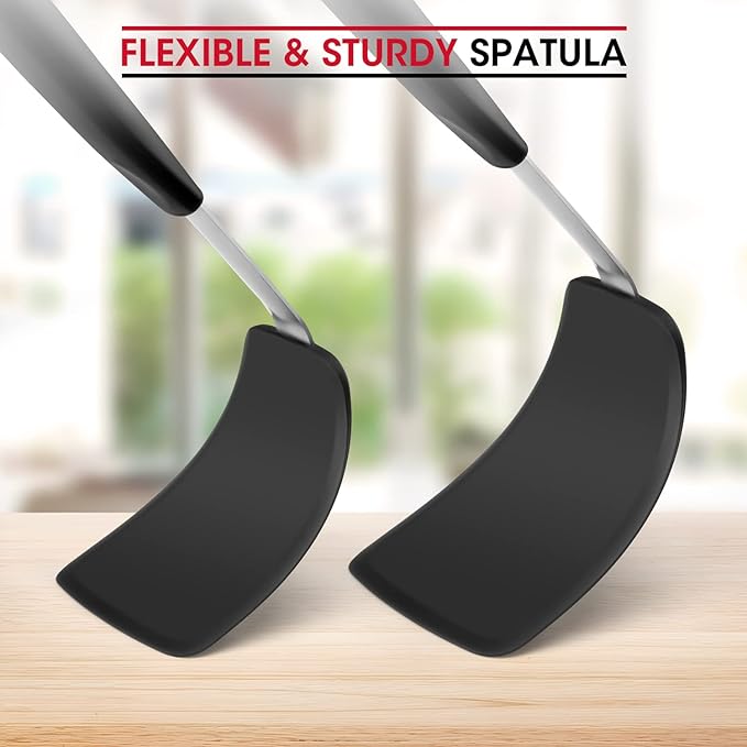 Unicook Flexible Silicone Spatula Turner 2 Pack, 600°F Heat Resistant Spatula for Nonstick Cookware, Essential Kitchen Cooking Utensil for Flipping Eggs, Burgers, Crepes and More, Small and Medium - Image 5