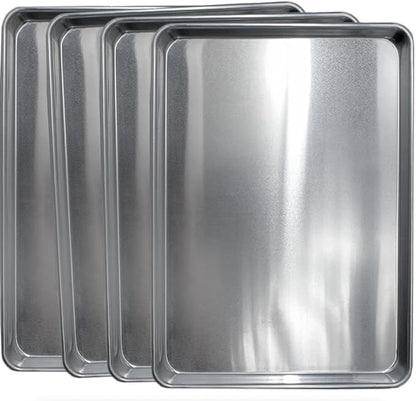 Commerical Quality Cookie Sheet Pan - 4 Pack Aluminum Half Sheet Baking Pan by Saffron & Sage Home Living - This 18x13 Baking Sheet Set is Rust & Warp Resistant, Heavy Duty, of Thick Gauge by SaffronSageHomeLiving