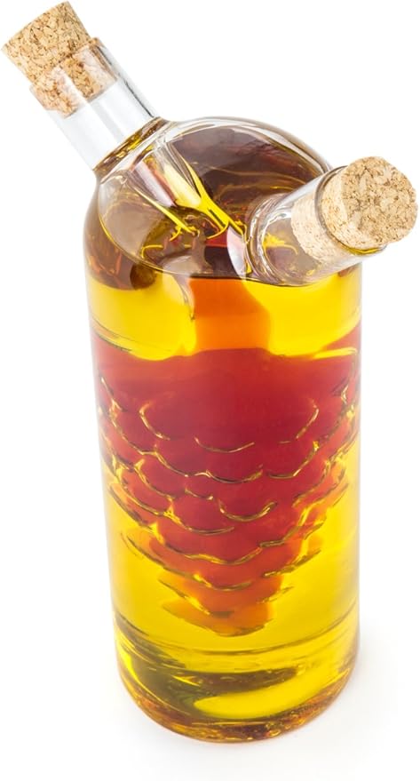 Fox Run 7050 Run Grape Motif Oil and Vinegar Cruet Dispenser Bottle, Clear Borosilicate Glass