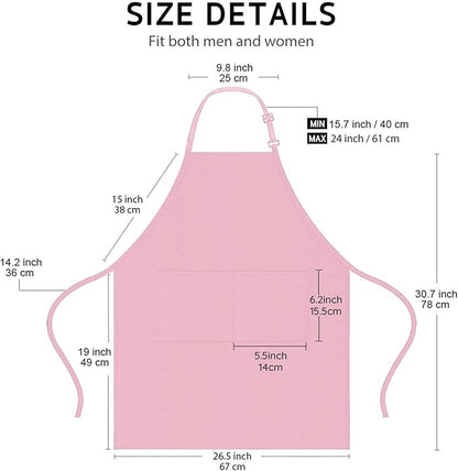 4 Packs Chef Apron with 2 Pockets, Waterproof Adjustable Apron for Men Women Perfect for Kitchen Cooking Baking Gardening Restaurant BBQ Coffee House, Professional Apron (Pink) - Image 6